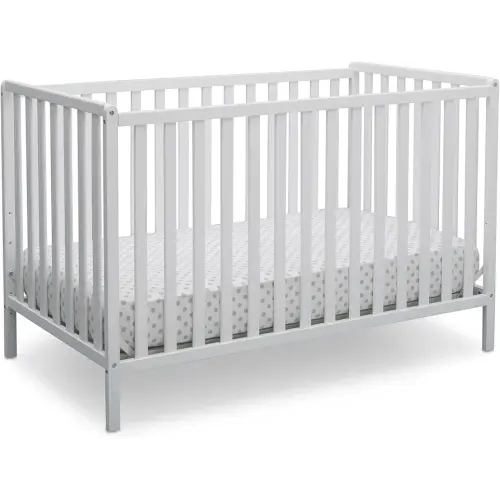 Delta Children Heartland 4-in-1 Convertible Crib - Greenguard Gold Certified, Bianca White