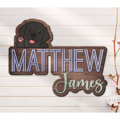 Custom Black Labrador Retriever Wood Nursery Name Sign Personalized Wooden Cute Puppy Lab Crib Wall Decor Baby Shower Boy Girl Birthday Gift