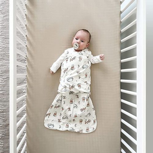 HALO Disney 100% Cotton Sleepsack Swaddle, 3-Way Adjustable Wearable Blanket, TOG 1.5, Winnie Frolic, Newborn, 0-3 Months - Newborn (Pack of 1)
