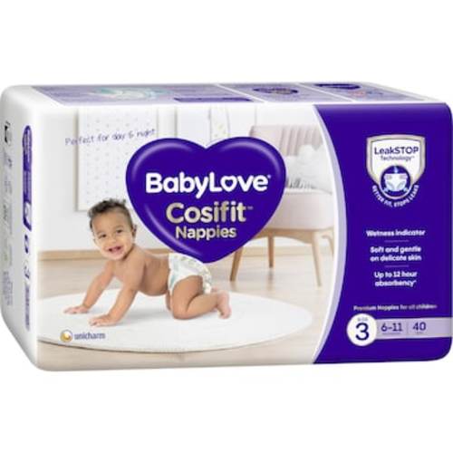 Babylove Cosifit Nappies Size 3 (6-11kg) 40 Pack | Woolworths