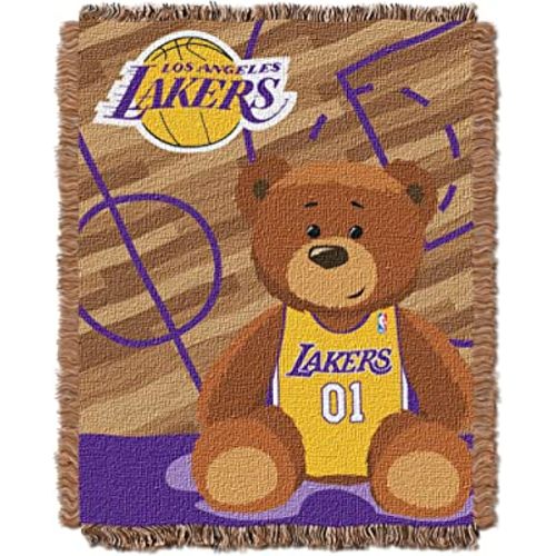 Northwest NBA Los Angeles Lakers Unisex-Baby Woven Jacquard Tapestry Throw Blanket, 36" x 46", Half Court