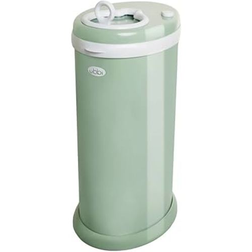 Ubbi Steel Diaper Pail, Odor Locking, No Special Bag Required, Award-Winning, Registry Must-Have, Sage Green