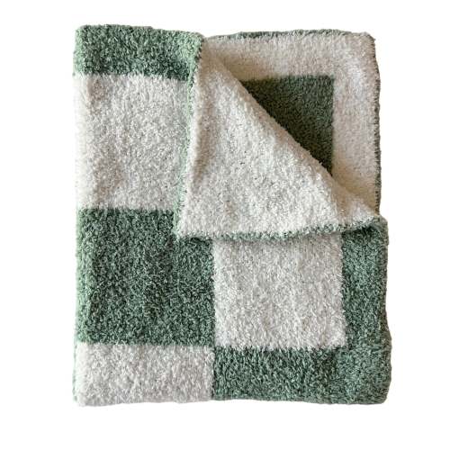 Checker Mini Blanket, Sage Green