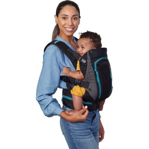 Infantino Carry On Multi-Pocket Carrier - All-Positions, Black, Ergonomic Design for Newborns and Toddlers, 8-40 lbs. with Forward-Facing, in-Facing and Backpack Positions Plus 6 Storage Pockets
