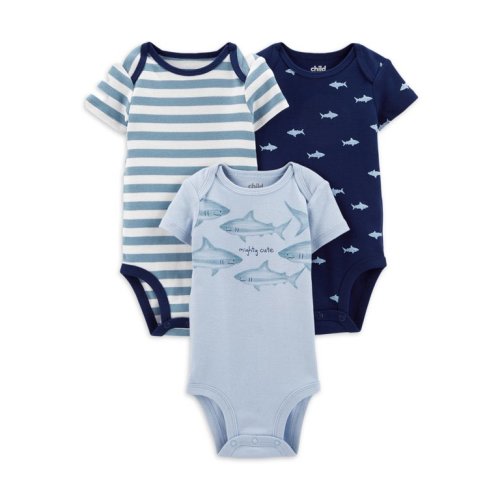Child Of Mine by Carter's Baby Boys Shark Bodysuit, 3-Pack, Sizes 0 Months - 18 Months