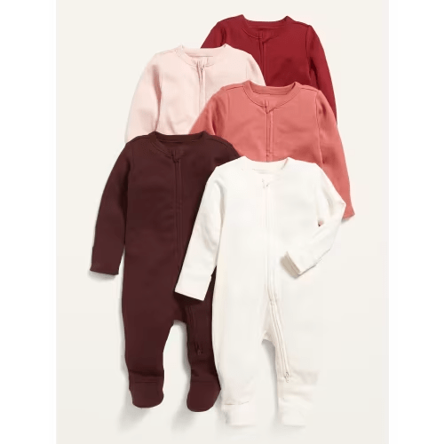 Unisex 2-Way-Zip Footie Sleep & Play One-Piece 5-Pack for Baby (0-3 Months)