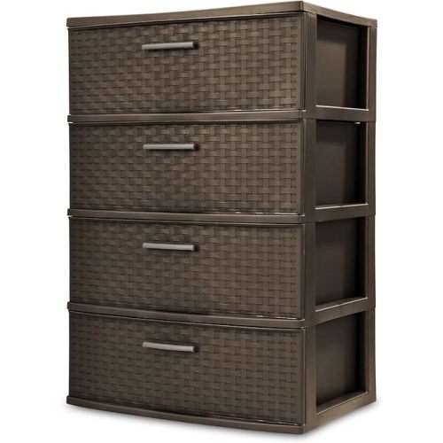 Wide Weave Tower Espresso,4 Drawer