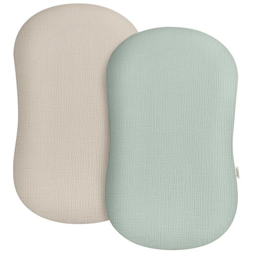 Muslin Baby Lounger Cover 2 Pack, Soft Breathable Newborn Lounger Pillow Cover for Boys Girls Infant (Beige & Sage)