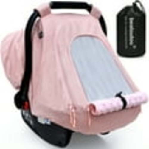 Baby Car Seat Cover for Babies,Patented Waterproof Baby Car Seat Cover for Girls,Infant Car Seat Cover Canopy for Girls,Windproof Car Seat Canopy for Boys, Keeps Babies Warm and Cozy (Pink)
