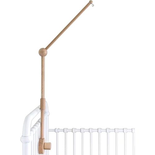 Crib Mobile Arm - Wooden Baby Mobile Hanger for Crib (31 inch, 100% Natural Beech Wood) - Mobile Holder for Crib Strong Anti Slip Attachment - Mobile Stand for Crib Nursery Décor
