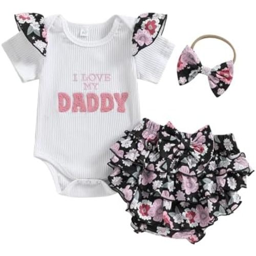 Newborn Infant Baby Girl Summer Clothes Rib Frill Short Sleeve Romper Elastic Waist Shorts Headband 3Pcs Outfits Set