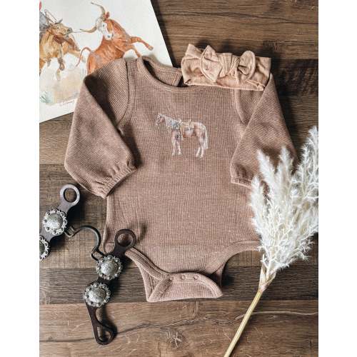 Painted Pally Organic Waffle Knit Bodysuit (Baby) - Mocha