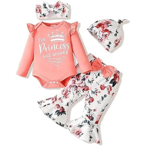 Newborn Baby Girl Clothes Infant Outfits Clothing Ruffle Romper Bell Bottoms Flared Pants Outfit Sets for Baby Girls