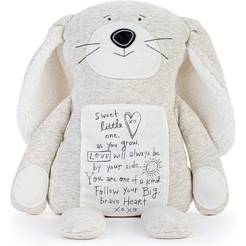 DEMDACO Poetic Threads Sweet Little One Grey and White 13 Inch Stuffed Plush Animal Bunny Grey