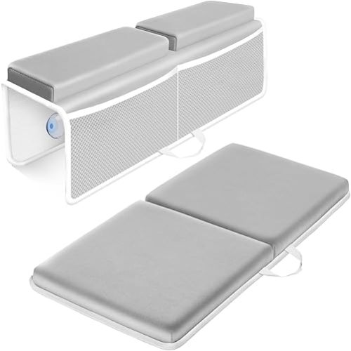 Baby Bath Kneeler and Elbow Rest Pad Set - 1.5'' Comfortable Baby Bath Kneeler Pads, Thick Quick Dry Kneeling Pad Support for Knee& Arm, Large Bathtub Mat with Toy Organizer for Happy Baby Bath Time