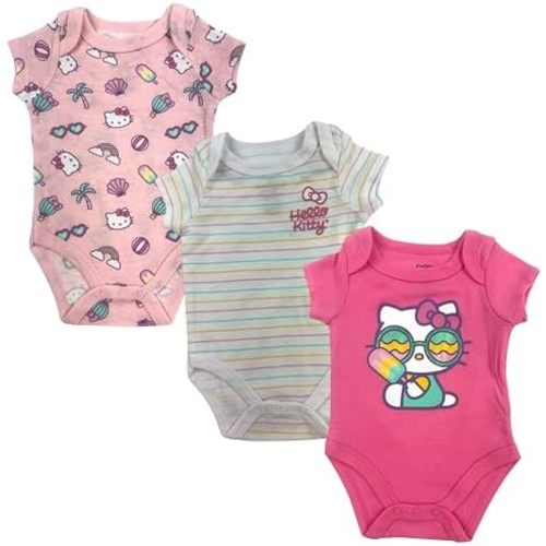 Hello Kitty Baby Girls’ 3-Pack Bodysuit – Infant Cotton Onesies Clothing Set