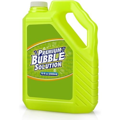 Bubble Solution Refill - 70 Ounce Premium Bubble Liquid Refills for Bubble Machine, Wand, Gun, Blower at Wedding and Party - Bubbles Toy for Kids Toddlers Boys Girls (with Portable Handle)