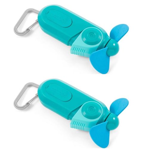 O2cool 2pk Sport Misting Fan Carabiner Clip Teal