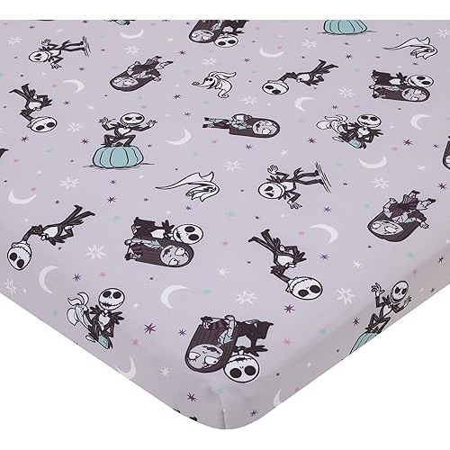 Disney Nightmare Before Christmas Gray Black White Blue Jack Skellington Super Soft Mini Crib Sheet
