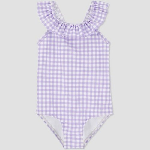 Carter's Just One You®️ Toddler Girls' Ruffle One Piece Swimsuit, Color: Lavender/White, Size: 12M