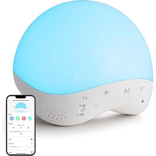 Geeni Rise and Shine Baby White Noise Machine with Night Light, 25 Soothing Sounds, RGB Colors, Customizable Sleep Training - Perfect Sound Machine Night Light for Babies and Toddlers