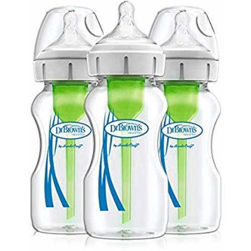 Dr. Brown's Options+ Wide-Neck Glass Baby Bottles, 9 Ounce, 3 Count