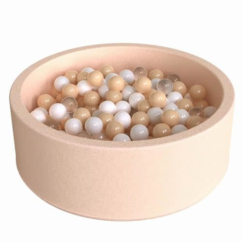 Wonder Space Deluxe Kids Round Ball Pit, Premium Handmade Kiddie Balls Pool, Soft Indoor Nursery Baby Playpen, Ideal Gift Play Toy for Children Toddler Infant Boys & Girls (Champagne)