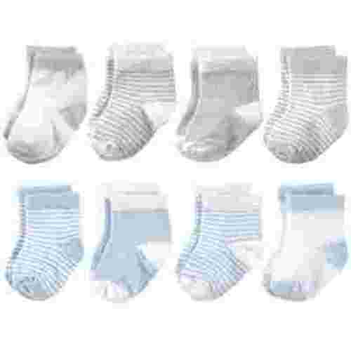 Hudson Baby Infant Boy Cotton Rich Newborn and Terry Socks, Light Blue Gray, 0-6 Months