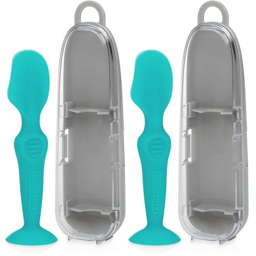 Dr. Talbot's Diaper Cream Brush for Babies - Diaper Rash Cream Applicator with Suction Base and Hygienic Case - Mini Size - Aqua Blue, (Pack of 2)