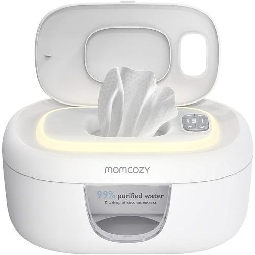Momcozy Baby Wipe Warmer, Innovative Spring Design, Large Capacity Wipes Dispenser, Fast and Even Heating, 4 Modes of Temperature Heating Control, Diaper Wipe Warmer with Night Light