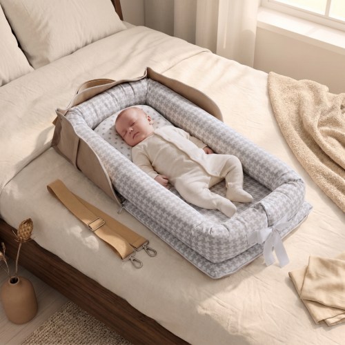 Portable Safety Newborn Sleeping Crib- Pink Polka Dots