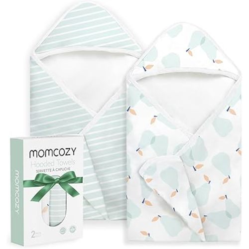 Momcozy Baby Towel with Hooded - Ultra Soft & Absorbent Large Bath Towel Set for Comfort & Gentle on Baby's Skin - Shower Gift & Bath Essential & Baby Registry Search for Newborn,Infant,Toddler,Kids