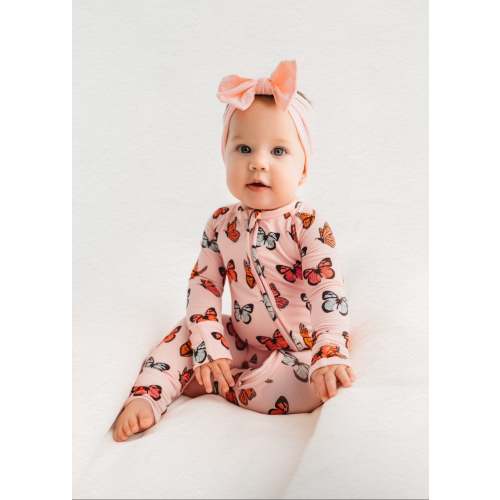 Pink Butterfly Zipper Romper