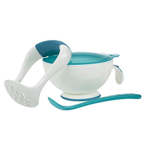 Nuby Garden Fresh Mash 'N' Feed 4 Piece Baby Preparation & Feeding System White/Blue