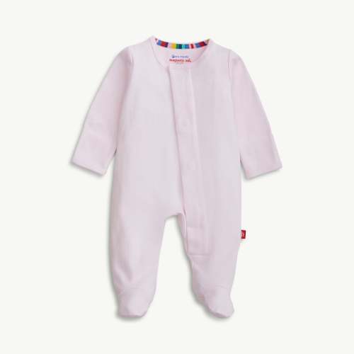 soft petal pink organic cotton magnetic footie
