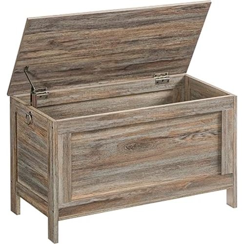 HOOBRO Toy Box, Retro Wooden Look Storage Chest with Safety Hinge, Entryway Storage Bench Supports 220 lb, 29.9 x 15.7 x 18.9 Inches Toy Chest Organizer, Easy Assembly (Sapphire Brown) UC75CW01G1