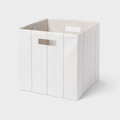 13''x13'' Fabric Decorative Storage Bin Ivory Blue Stripe - Brightroom™: 13 Inch Storage Cube, Decorative Storage
