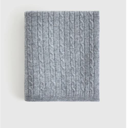 Luxe Cable Knit Cashmere Baby Blanket-Gray