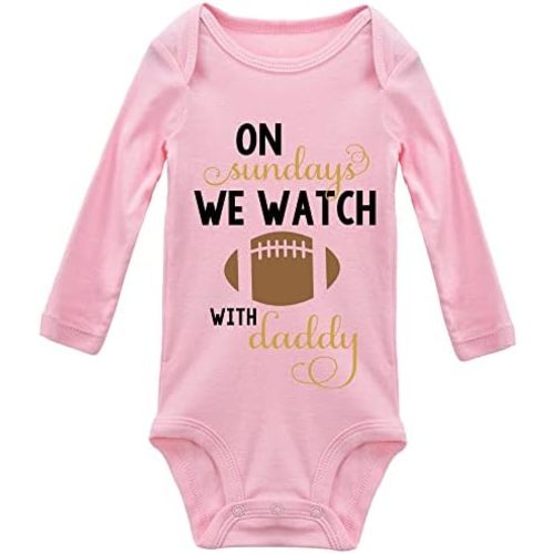 On Sundays We Watch Football with Daddy Cute Baby Bodysuit Long Sleeve Bodysuits