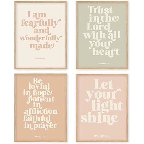 Boat Wades Christian Nursery Unframed Wall Art Prints, Education Posters for Home Living Room Decor, Classroom Decor, 12x16 Set of 4