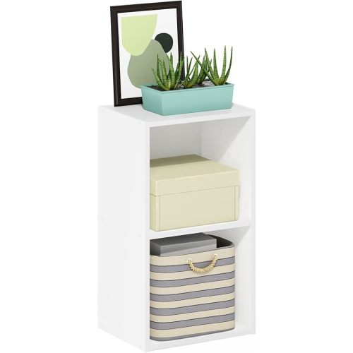 Furinno Luder Bookcase / Book / Storage, 2-Tier Cube, White