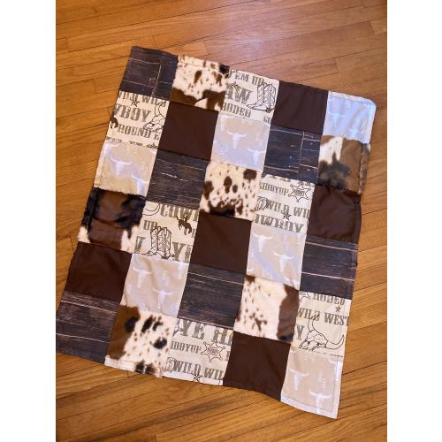 Cowboy Baby Boy Bedding in brown and tan with cowboy boots, barnwood, cow hide fabrics, baby boy crib bedding set, western, boys nursery