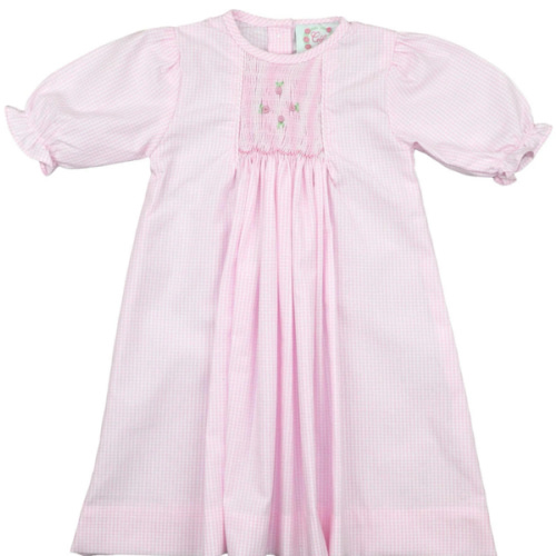 Pink Gingham Smocked Rosette Baby Gown – Cecil & Lou