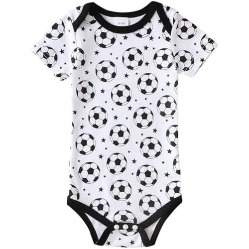 Chichoo Newborn Baby Football Baseball Soccer Sport Themed Jersey Outfit Infant Bodysuit Interlock 195 Gsm 0-24 Months