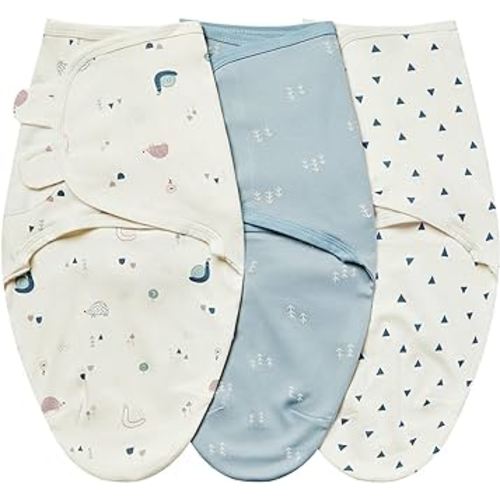 insular Baby Swaddle Wrap, Swaddle Blanket for Newborn and Infant, Adjustable Swaddle Set for Boy and Girl, Soft Cotton Baby Sleep Sack 3 Pack (Small(0-3M), Snail&Hedgehog)