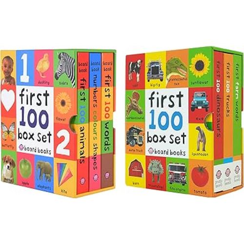 First 100 series 6 Books Children Collection Box Set (First 100 Animals, First 100 Words, Numbers Colors Shapes, First Farm Words, First 100 Trucks & First 100 Dinosaurs)