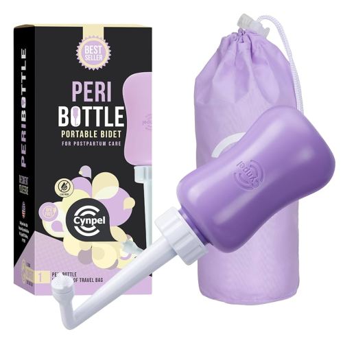 Peri Bottle - Portable Travel Bidet for Men or Women - Labour and Maternity Hospital Bag Essentials - After Birth Recovery Tools for Postpartum Mum - Perineal Spray Bottle