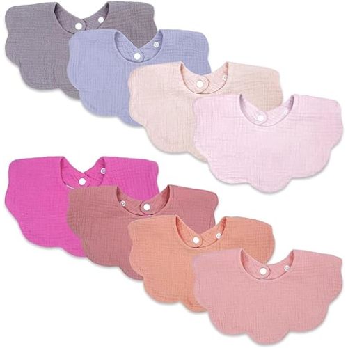 Baby Bibs Muslin Bibs 8 Pack for Drooling and Teething for Unisex Girls Boys