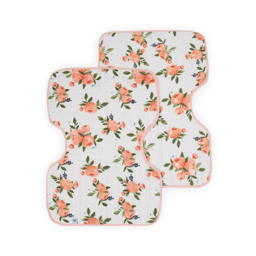 Cotton Muslin Burp Cloth 2 Pack - Watercolor Roses 2