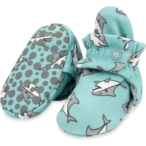 Zutano Unisex Organic Cotton Baby Booties With Gripper Soles - 6 Months Infant - Baby Shark